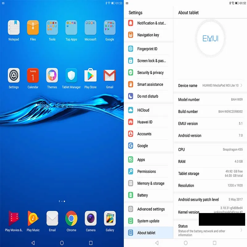 Оригинальный планшетный ПК Huawei MediaPad M3 Lite 10 1 дюйма Восьмиядерный процессор SnapDragon