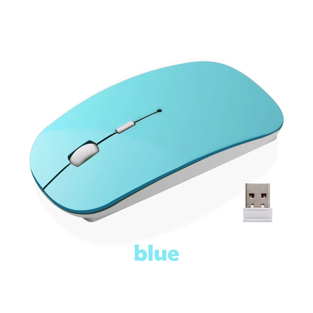 Light Blue 2,4G беспроводная мышь ультра тонкий USB оптическая мышь Тихая Кнопка для ПК ноутбука MacBook Air Pro - Цвет: Light Blue