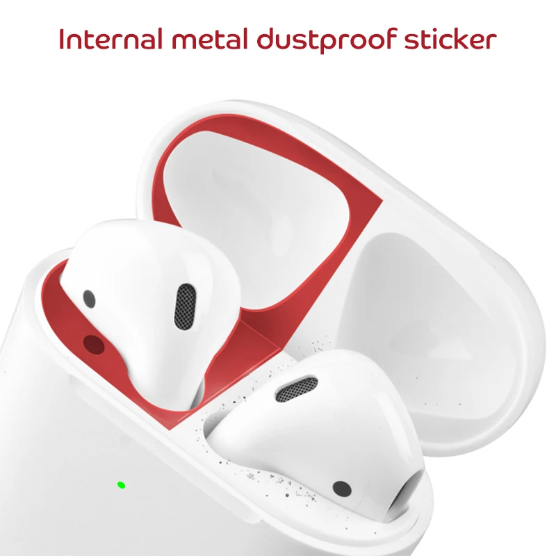 Металлическая защитная наклейка от пыли для Airpods 2 Apple гарнитура чехол