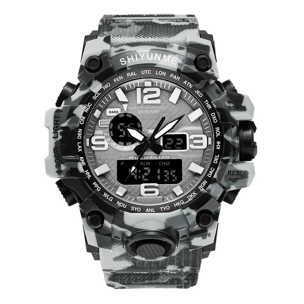 Light gray S SHOCK мужские спортивные часы люксовый бренд камуфляж военные часы цифровой светодиодный водонепроницаемый наручные часы Relogio Masculino - Цвет: Light gray