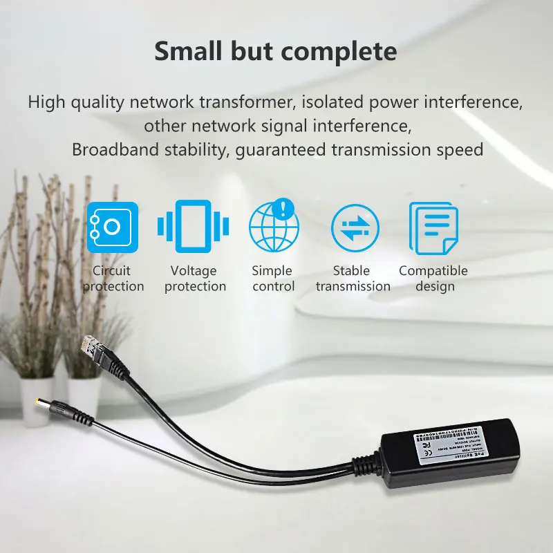 Cioswi POE сплиттер инжектор модуль питания POE кабель пассивное питание через Ethernet Кабель-адаптер IEEE802.3af/at 100 Мбит/с