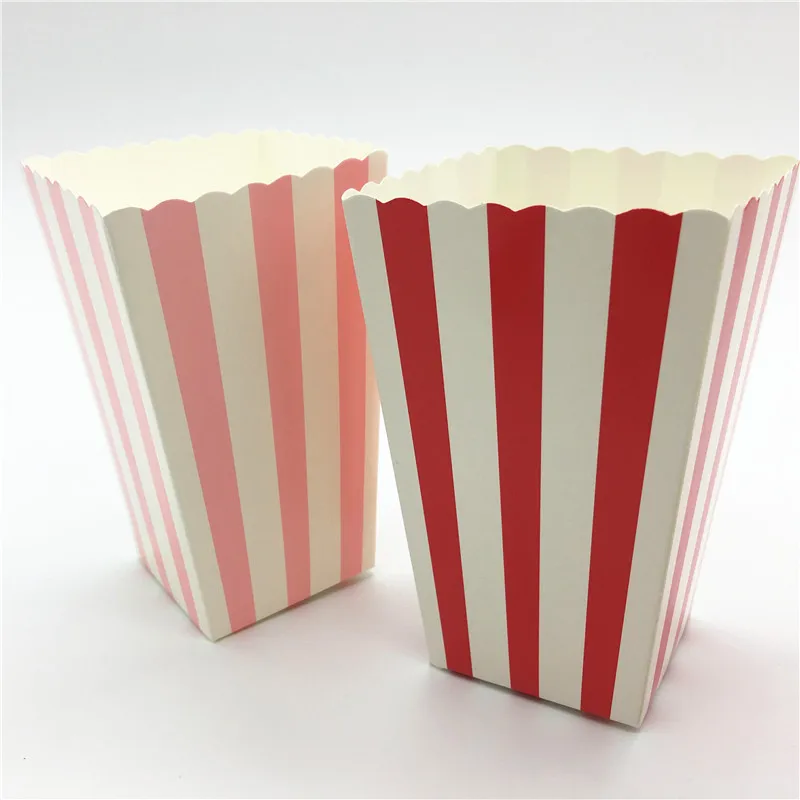 

12pcs pink/ red Wave Circles Pattern Folding snack Candy Popcorn Boxes Favor Bags Paper Birthday Party Wedding Candy Gift Bag