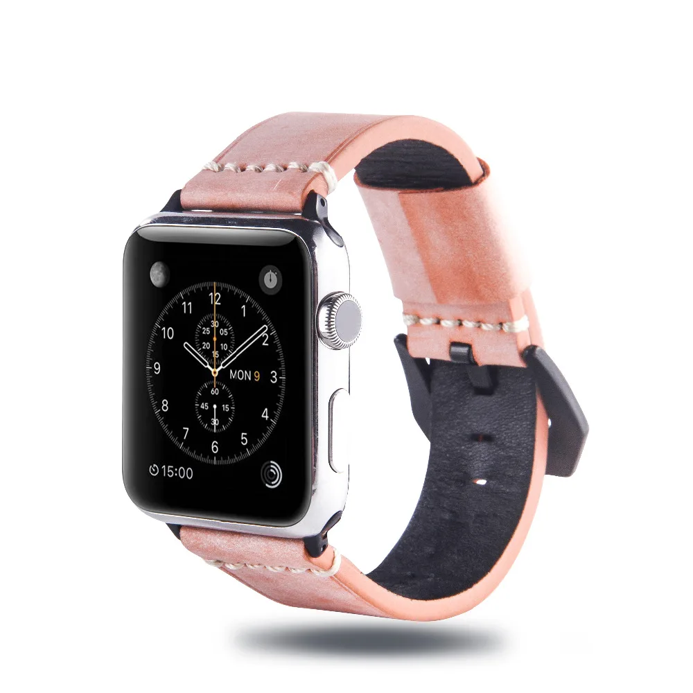Ремешок для часов из натуральной кожи с белым воском Apple Watch 40 мм 44 38 42 браслет iWatch