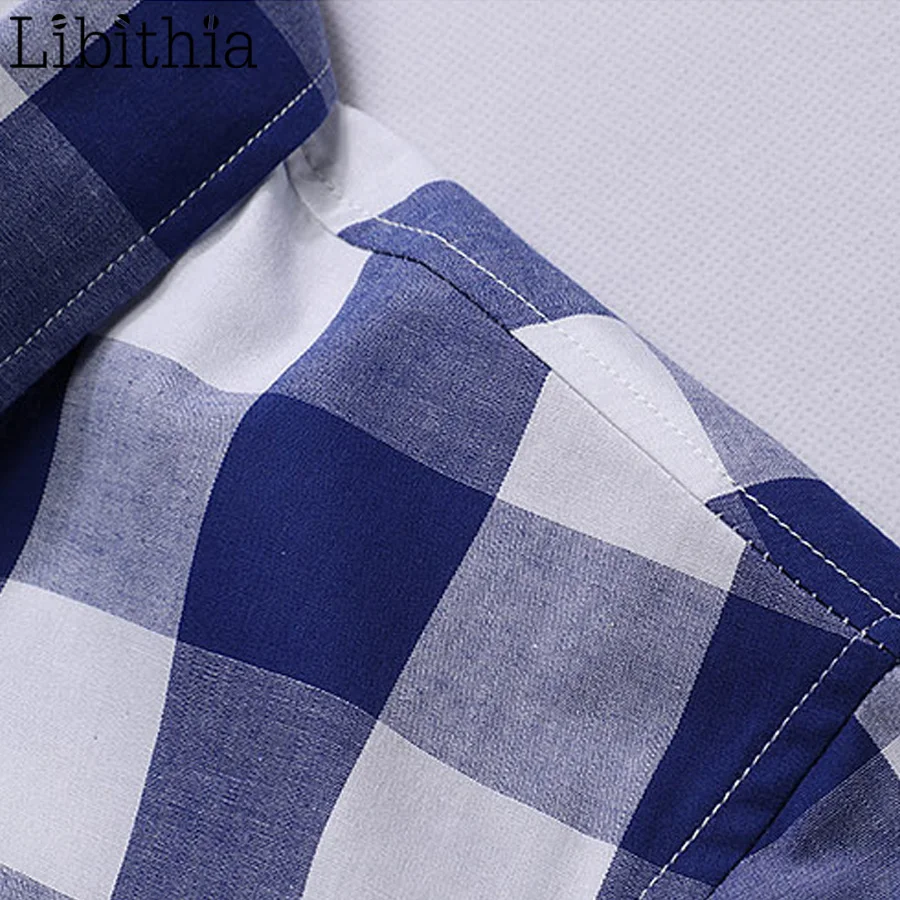 Мужская клетчатая рубашка большого размера 7XL с коротким рукавом и карманом