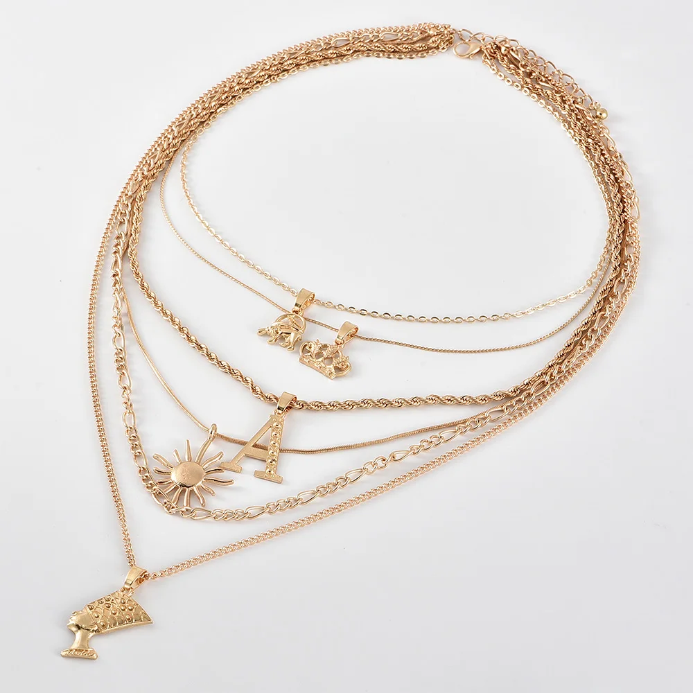 6 шт./партия для женщин в стиле ретро ожерелья слон с принтом виде короны и надписи