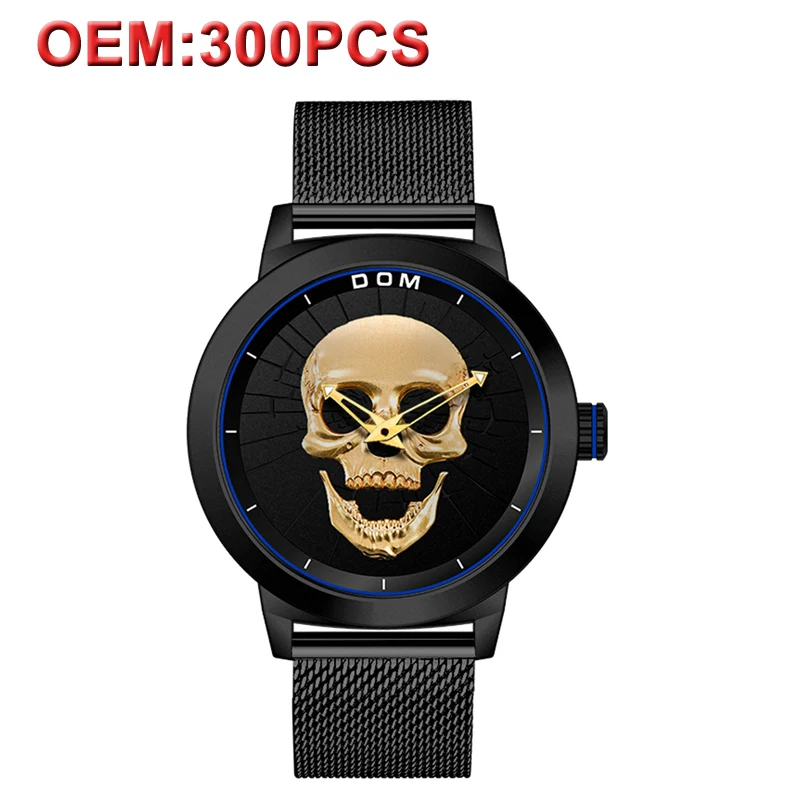Customizd для мужчин часы Cool Bone Элитный бренд электронные черный мужской Череп Стиль