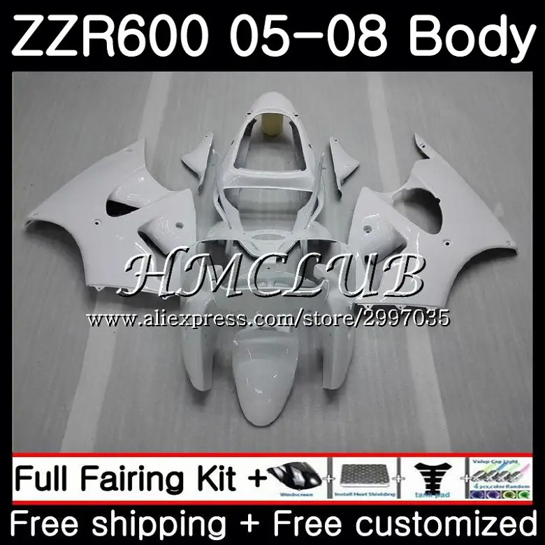 

Bodywork glossy white For KAWASAKI NINJA ZX 600CC ZZR600 2005 2006 2007 2008 59HC.13 ZX600CC ZZR-600 ZZR 600 05 06 07 08 Fairing