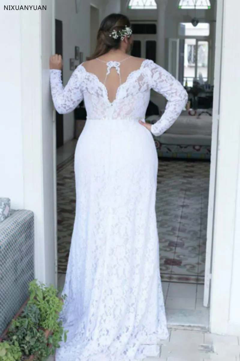 Недорогие размера плюс свадебные платья с глубоким V-образным вырезом и длинным