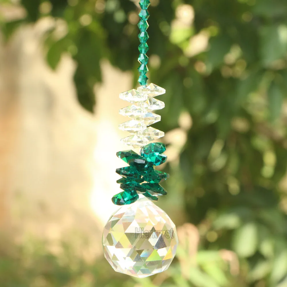 

Crystal Ball Suncatcher Green Feng Shui Prisms Pendant Pendulum Hanging Window Decor 30mm