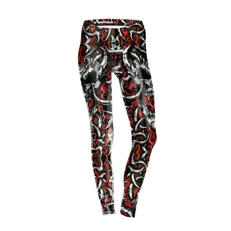 Tyattire Women Fitness Leggings Bone Thorn Stereoscopic Yellow Printed Leggins High Waist Elastic Plus Size | Женская одежда