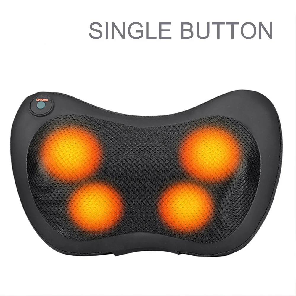 black 4head 1button 8/6/4 головки подушка для массажа шиацу дома автомобильный массажер для спины подушки талии средства ухода за кожей шеи шейки Электрический шиацу массажер - Цвет: black 4head 1button