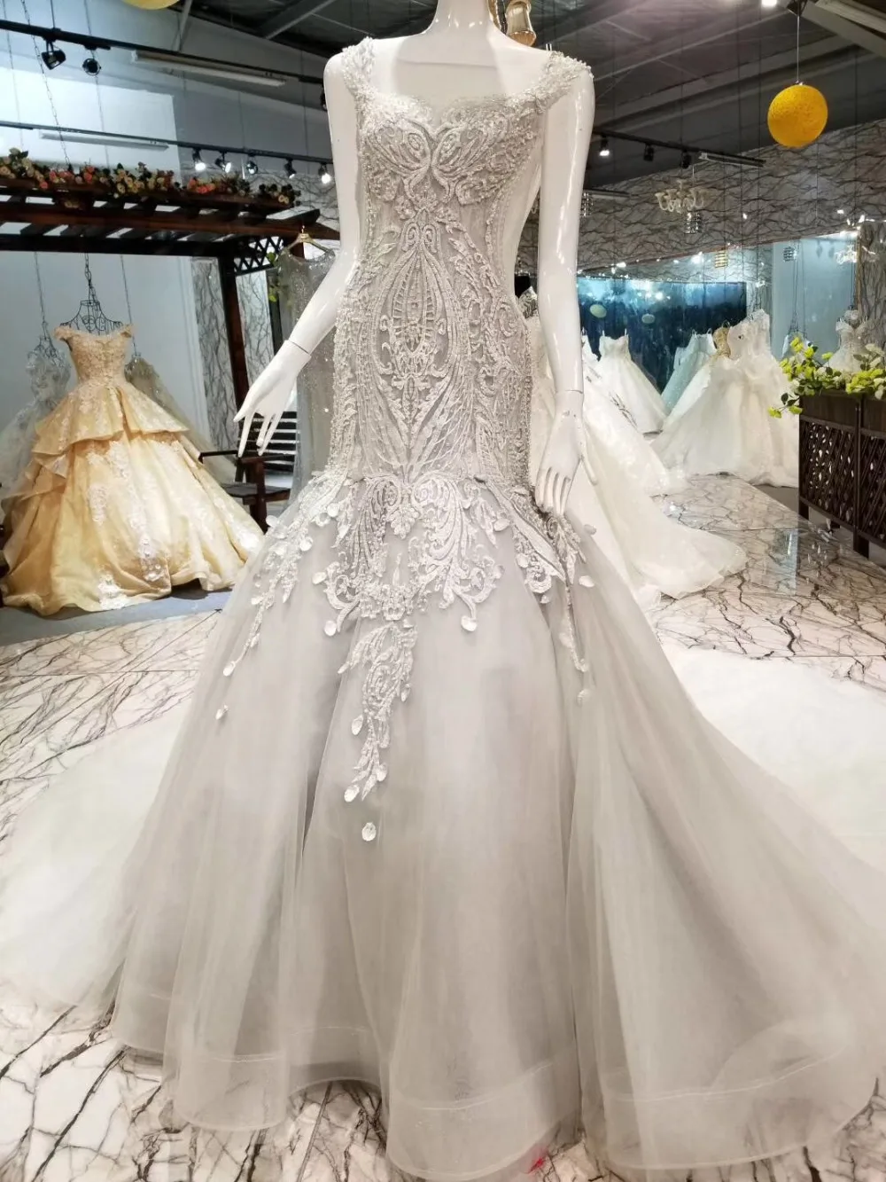 Vestidos De Noiva элегантные серые Свадебные платья без рукавов с круглым вырезом