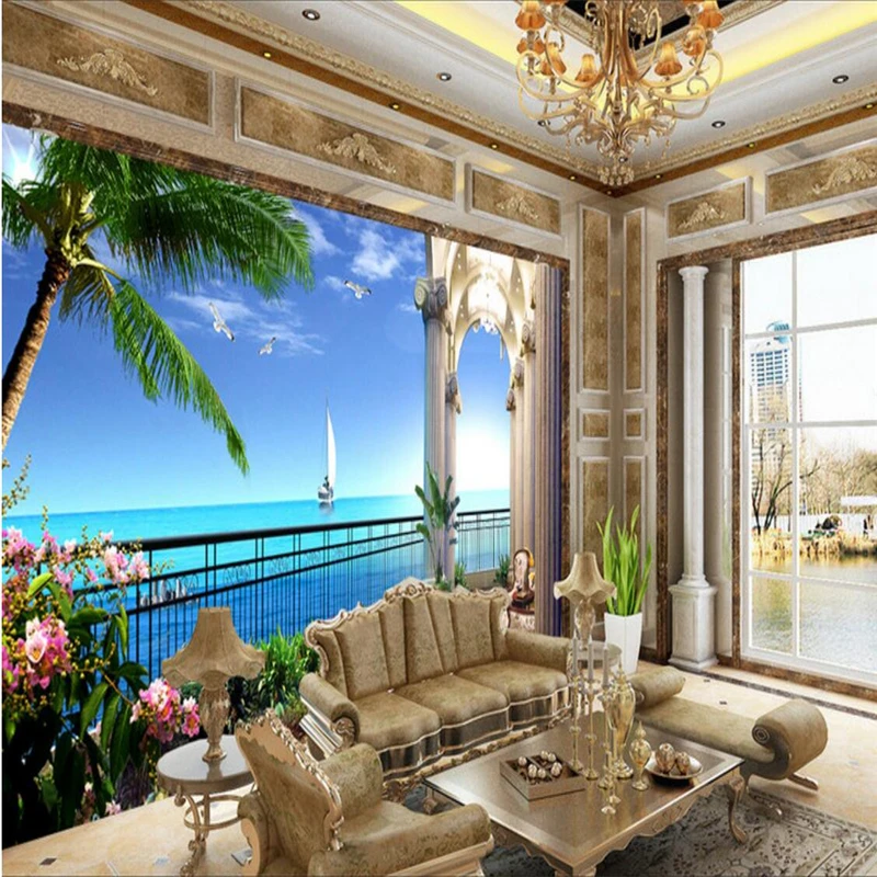 Настенные обои beibehang HD фоторамка для Морского Пейзажа 3D задний фон телевизора