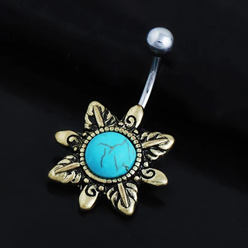 Retro Natural Belly Button Navel Bar Ring Body Piercing Barbell Gift 741S | Украшения и аксессуары