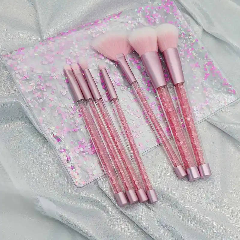 

7pc Rhinestone Glitter Crystal Makeup Brush Set Diamond Pro Highlighter Brushes Concealer Make Up Brush Mermaid Brush Gift