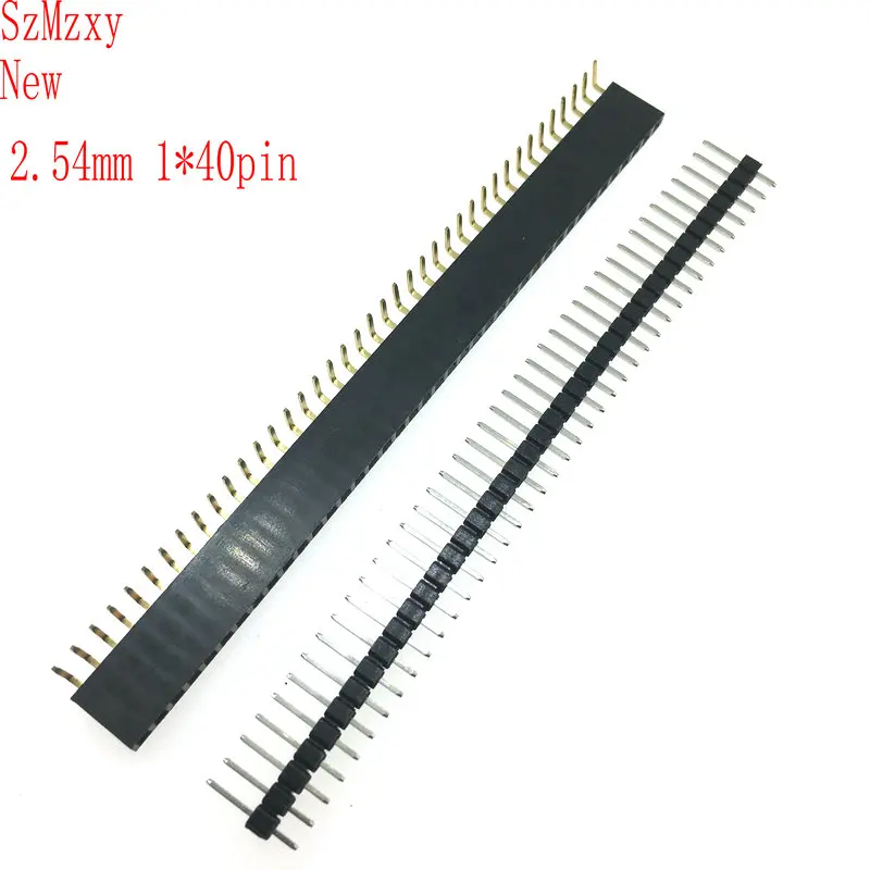 

20PCS 2.54mm 90 degree single bend female=10pcs + male10pcs connector PCB 1*40pin 40pin