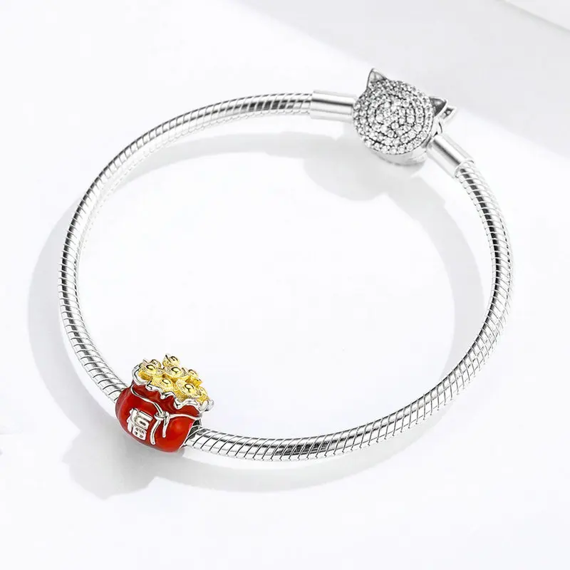 Китайский Элемент Fubao сумка серебряные бусины 925 пробы подходит оригинальный
