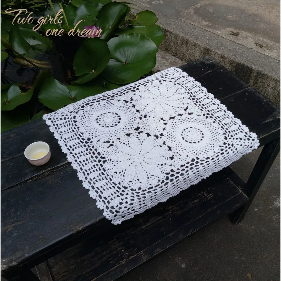 Винтажные вязаные крючком скатерти ручной работы 45*45 см многоцветный квадратный