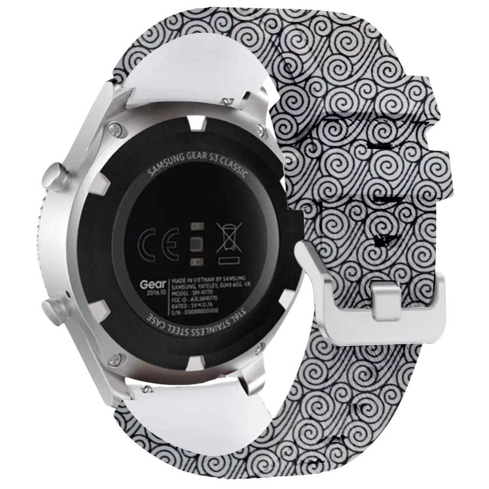 Ремешок силиконовый для Gear S3 Galaxy Watch 46 мм сменный спортивный браслет с цветочным