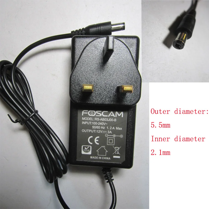 FOSCAM оригинальный 12V 3A 3000mA AC DC адаптер питания для NVR FN3109H|supply 12v|supply power |