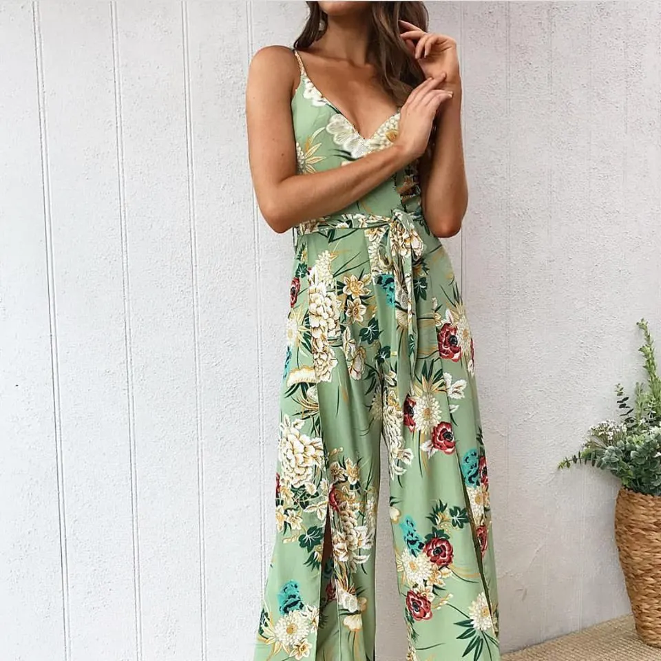 Enteritos largos de mujer elegantes Летний комбинезон roupas femininas комбинезон с v-образным вырезом Модный комбинезон женский комбинезон