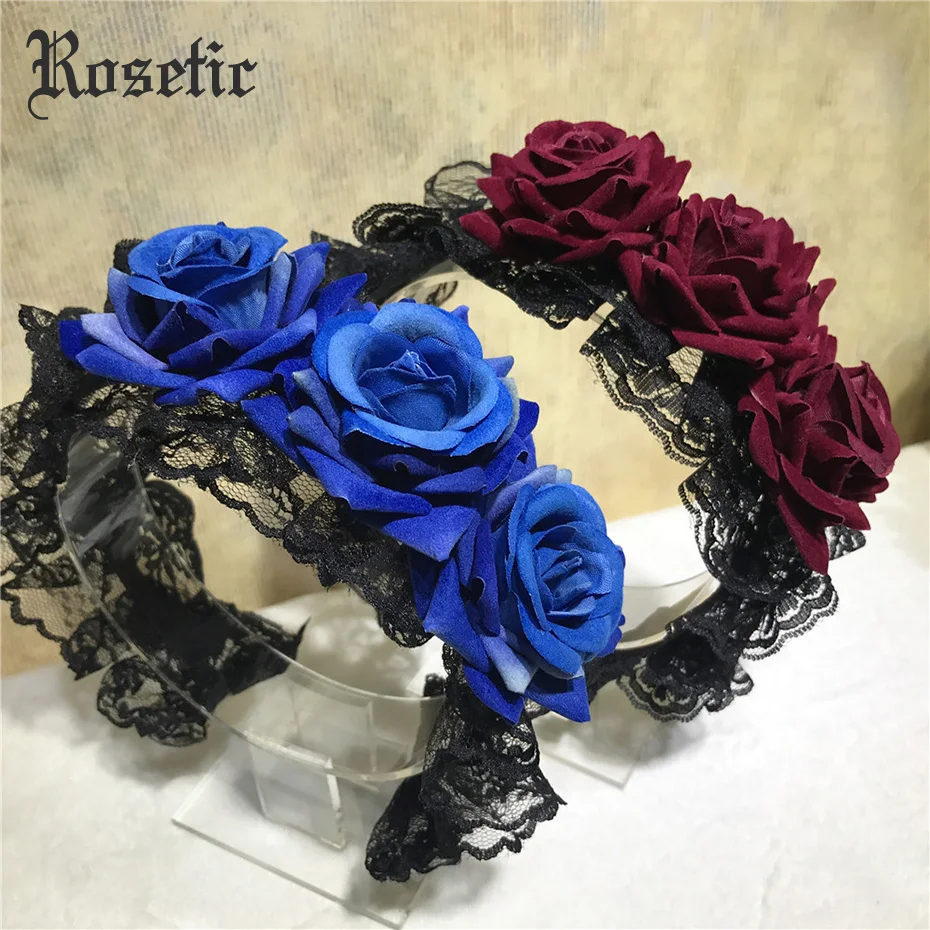 Rosetic Готическая милая Лолита Принцесса повязки для волос розовый черный кружево женские аксессуары для волос винтажный модный головной убор Готическая головная лента
