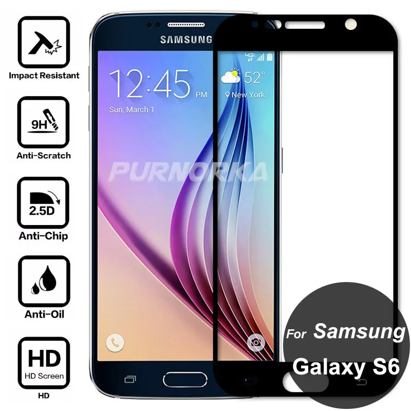 Для Samsung Galaxy S6 с полным покрытием Экран защитная пленка 9 H закаленное Стекло