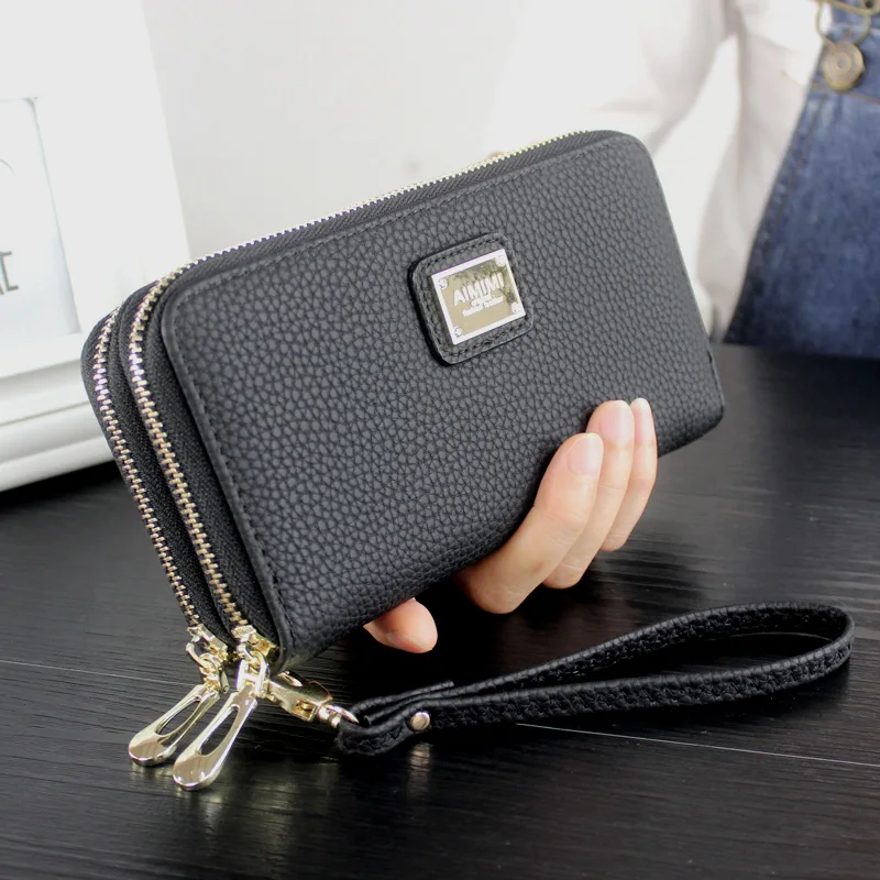 Для женщин кожа длинные женские кошельки кредитной держатель для карт молния
