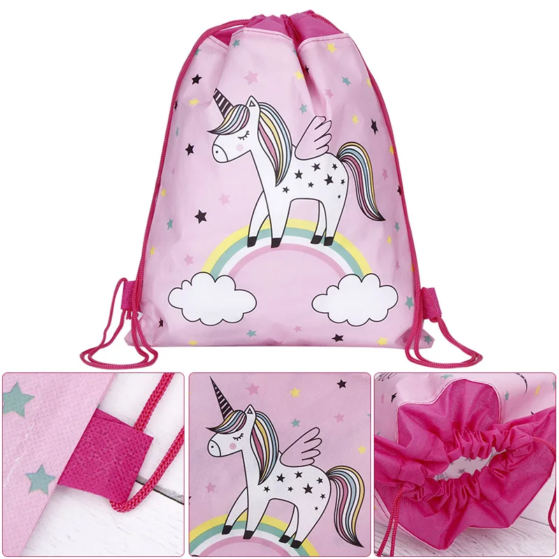 Unicorn Cartoon Non-Woven Fabric Drawstring Bags Wedding Baby Shower Happy Birthday Party Decoration Kids Supplie Gift | Дом и сад