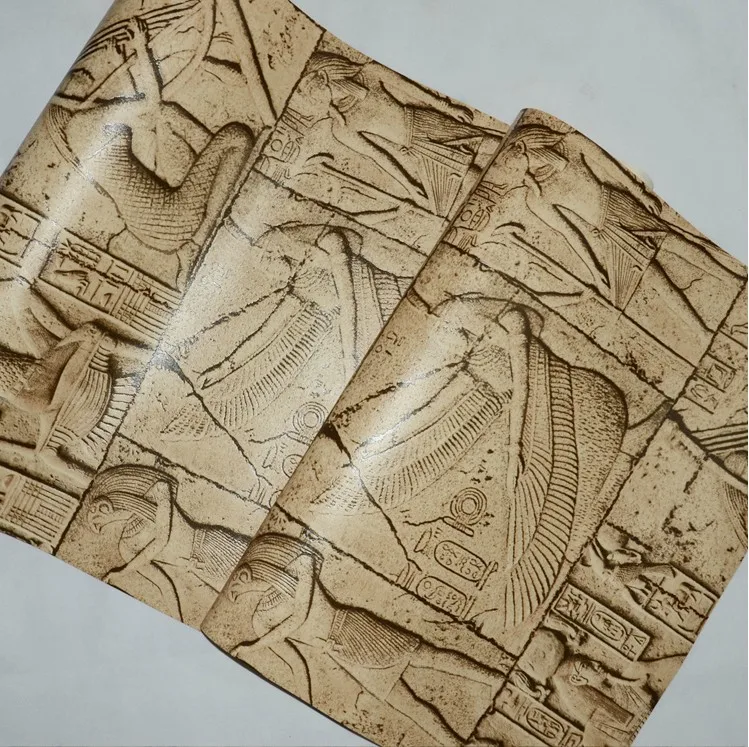 3D ПВХ имитация обои с темами египетского стереоскопического отшелушивания