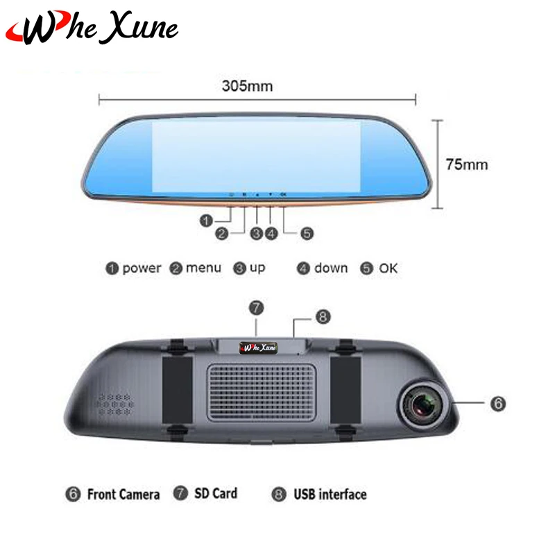 WHEXUNE 2018 новый 7 дюймов Full HD 1080 P Экран Видеорегистраторы для автомобилей Двойной