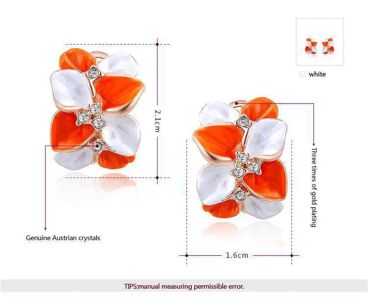 ROXI Free Shipping Elegant Statement Rose Gold Plated Colorful Flower Jewelry Sets Fashion Earrings+Necklace+Ring Party Wedding | Украшения