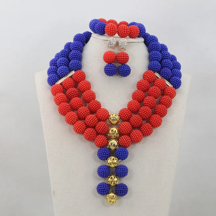 Trendy Royal Blue and Red Birthday Party Women Jewellery Set African Lace Fabric Costume Jewelry for Events Free ShipABL869 | Украшения и