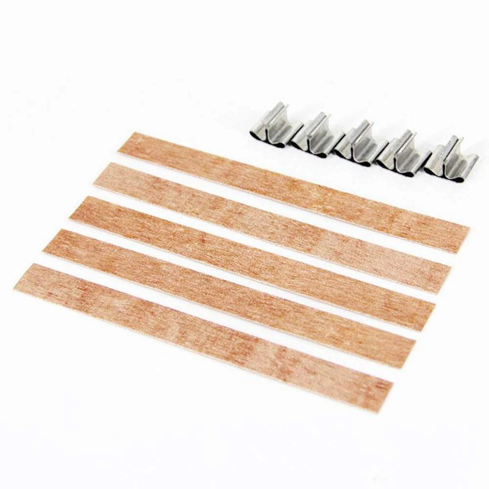 100Pcs 13cm Wood Candle Wicks with Iron Stand DIY Natural Candle Cores Practical Candle Wick for Birthday Party Valentine's Day