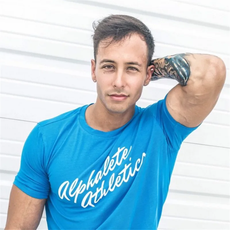 Новые футболки Alphalete мужские спортивные для фитнеса и бодибилдинга хлопковые с