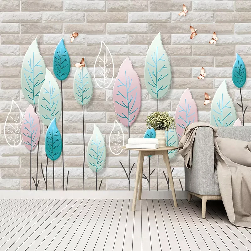Настенные 3D обои на заказ абстрактная ткань с изображением листьев дерева фона
