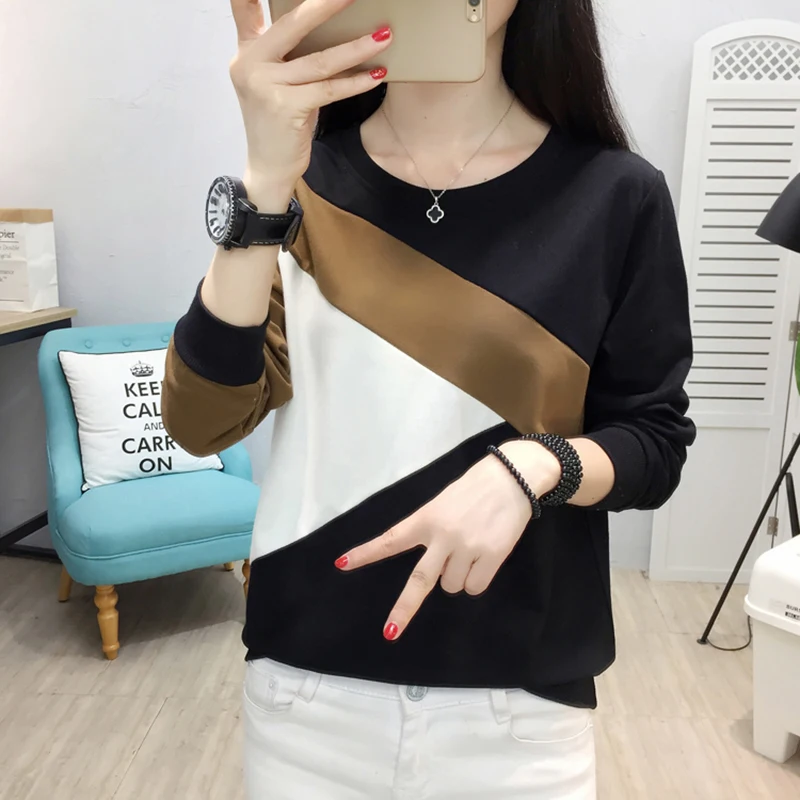 Женская футболка Осень зима camisa feminina футболки женские топы повседневные poleras de