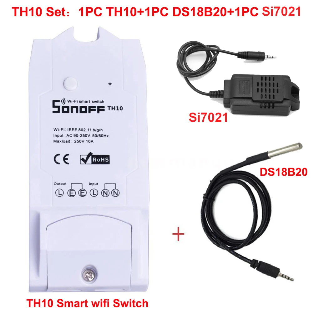 Sonoff TH 10A/16A Smart Wifi Switch Controller With Temperature Sensor And Waterproof Humidity Monitoring Home Automation