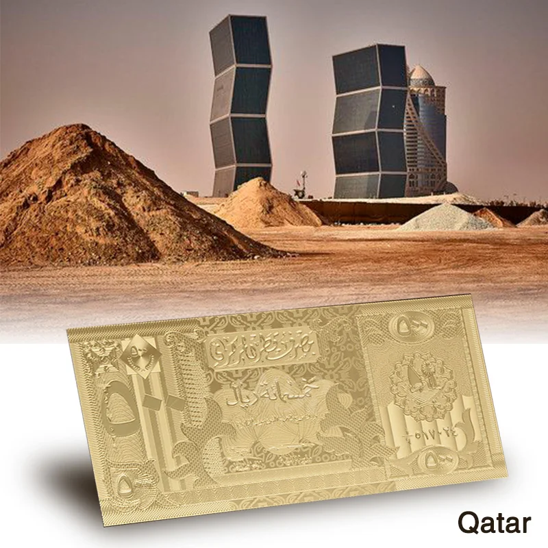 WR позолоченная банкнота Qatar 500 Золотая фольга подарок для художественной