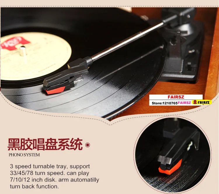 Ретро фонограф LP плеер 3 скорости домашнее украшение Мути-fucntion Bluetooth/CD/USB/радио/Авто-рукоятка-назад 220 В