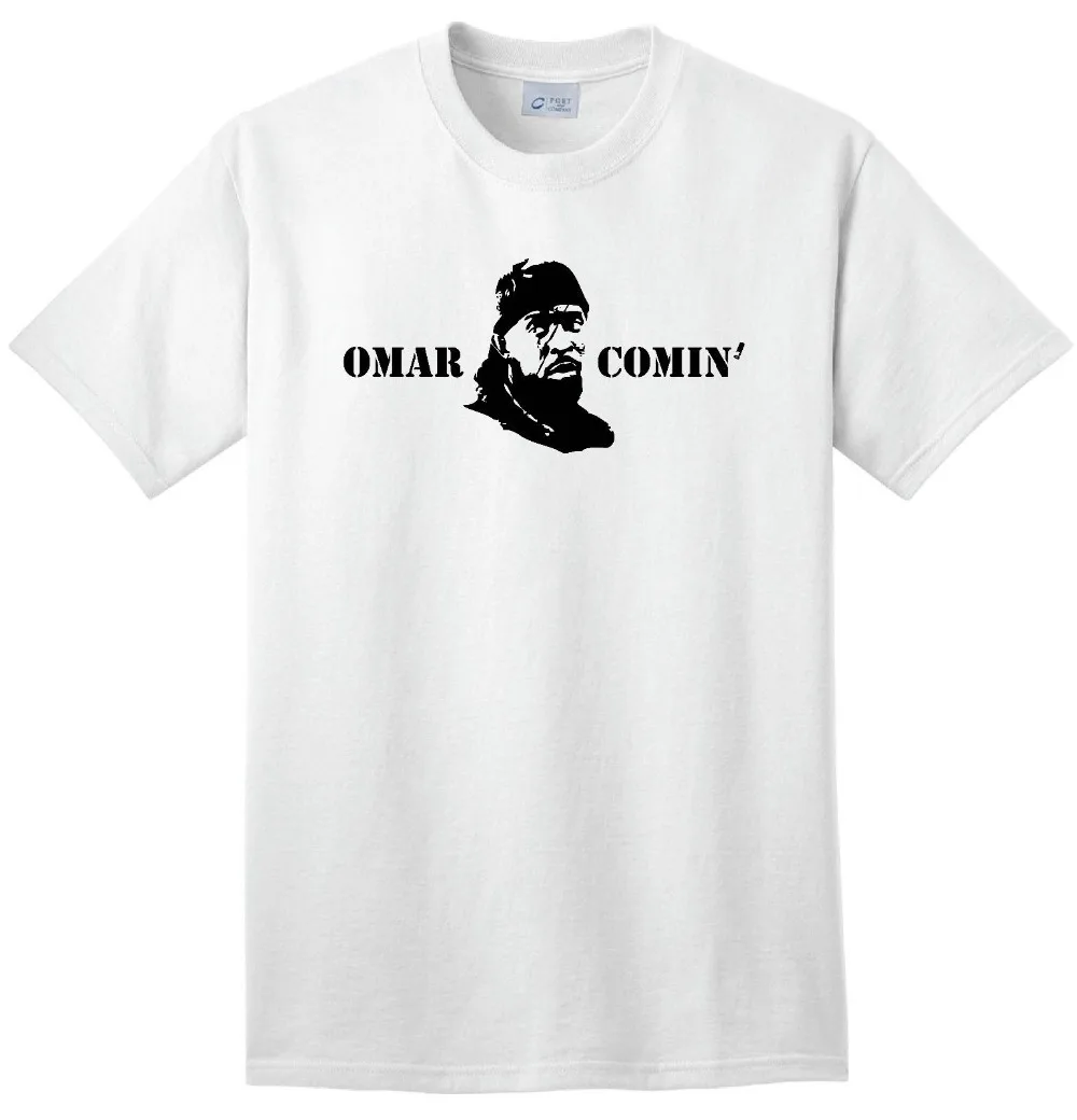 Omar Comin' Little Logo The Wire T-Shirt Gangster Custom Urban Street-Wear Men 2019 Funny Cotton Tees Short Sleeve | Мужская одежда