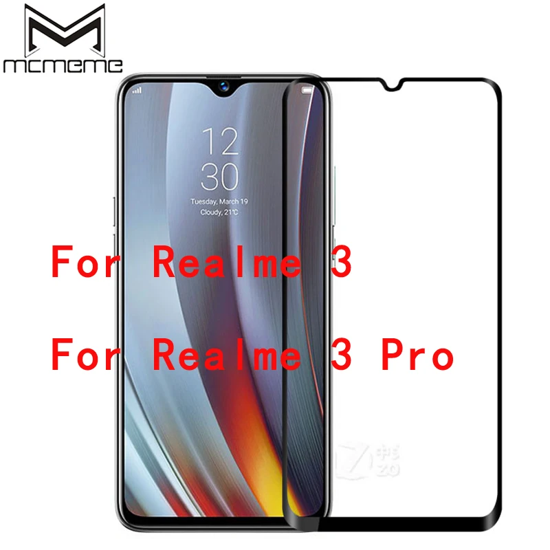 Полное покрытие закаленное стекло для Realme 3 Pro 2 Защитная пленка экрана защитное