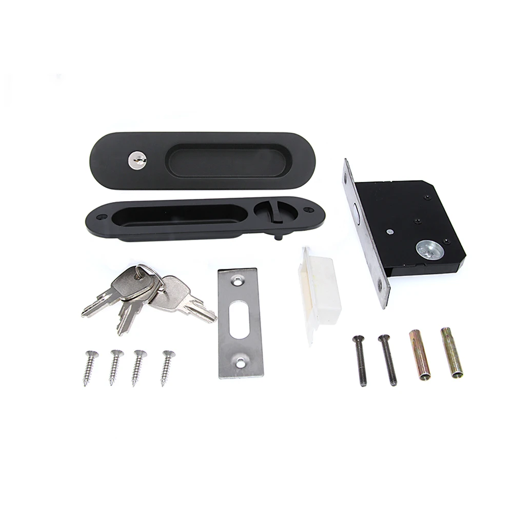 

LWZH 6.8"Sliding Door Lock Invisible Recessed Handle Latch with 3 Keys Interior Wood Door Mortise Lock Patio Door Lock Hardware