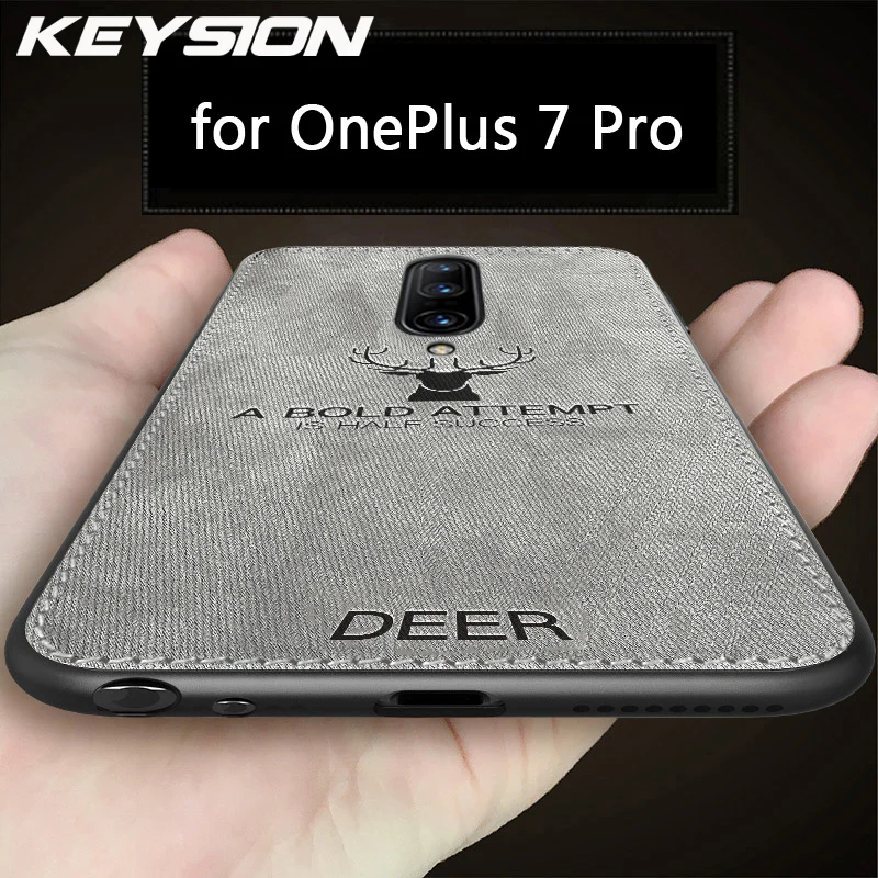 KEYSION противоударный чехол для телефона OnePlus 7 Pro тканевая текстурная Мягкая