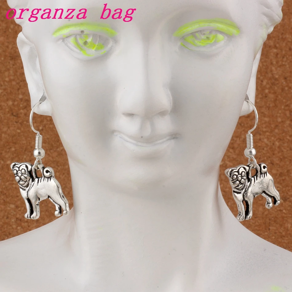 

Pug Dog Earrings Fish Ear Hook 24pairs/lot Zinc alloy Chandelier Jewelry 15x32mm A-224e