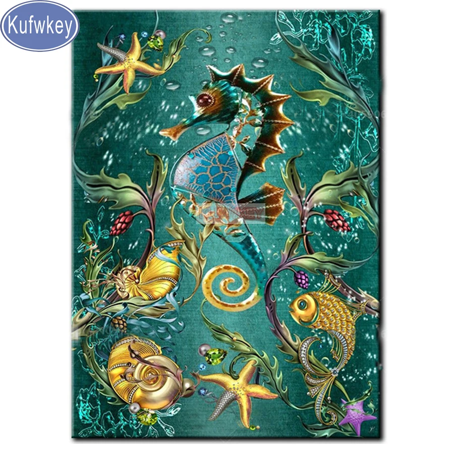 Kufwkey 5D DIY Алмазная вышивка в виде морского конька алмазов картина камни форме