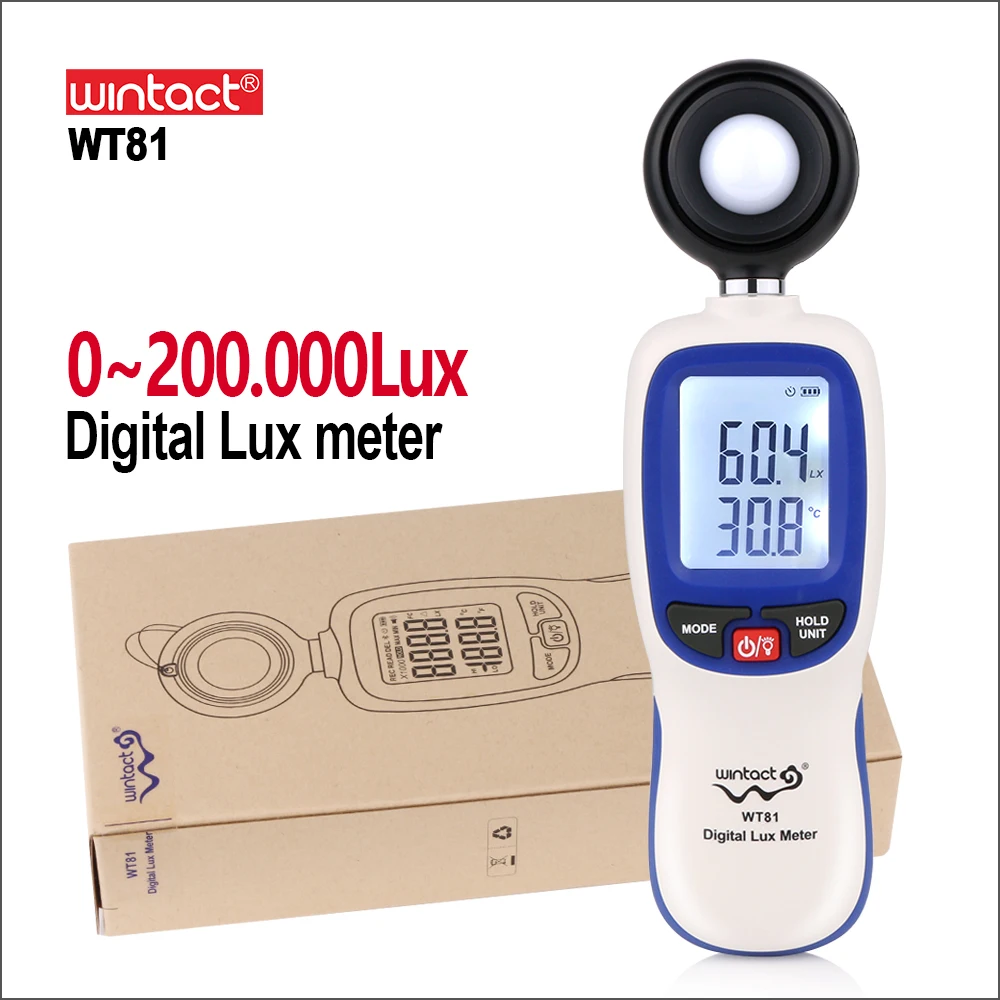 Светодиодный светильник WINTACT, цифровой мини-светильник Luxmeter, датчик освещенности WT81 0 ~ 200 люкс, измеритель, фотометр, измерительный прибор