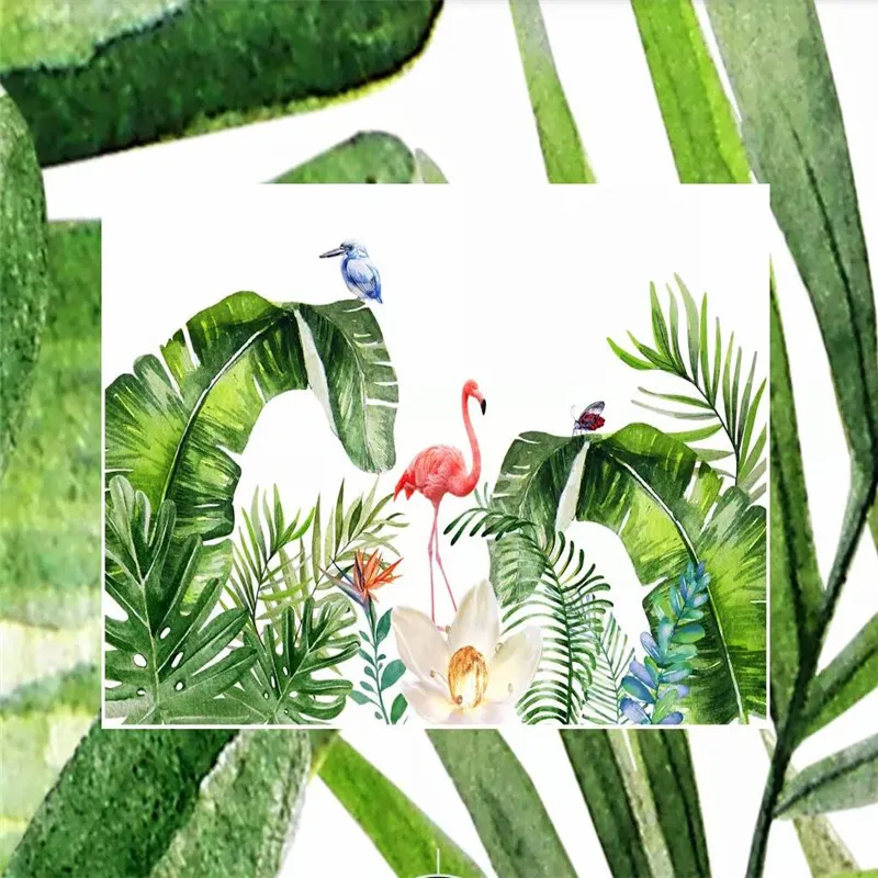 Custom Mural Wallpaper Nordic Tropical Plant Flaming Background Wall | Fabric &amp Textile Wallcoverings