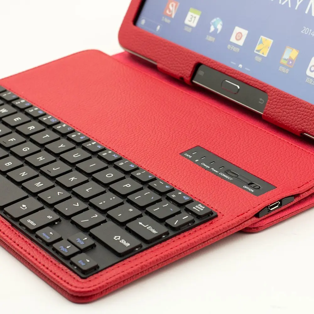 Bluetooth клавиатура + PU кожаный защитный умный чехол для Samsung Galaxy Note 10 1 2014 Edition P600 P601 P605