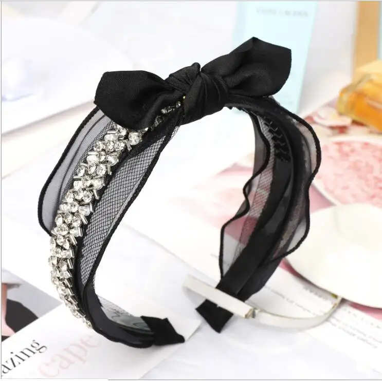 

women handmade pearl flower crystal hairbands beaded fabric headband crystal pearl lace headbands